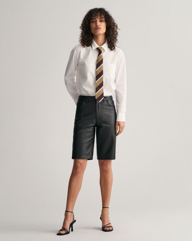 Pantaloncini in pelle a gamba dritta