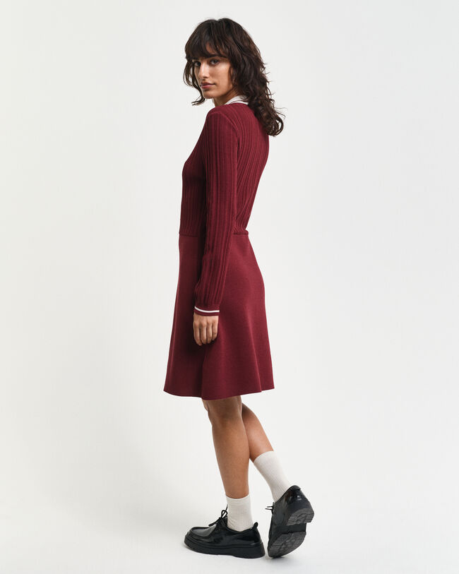 Abito in maglia a coste Contrast