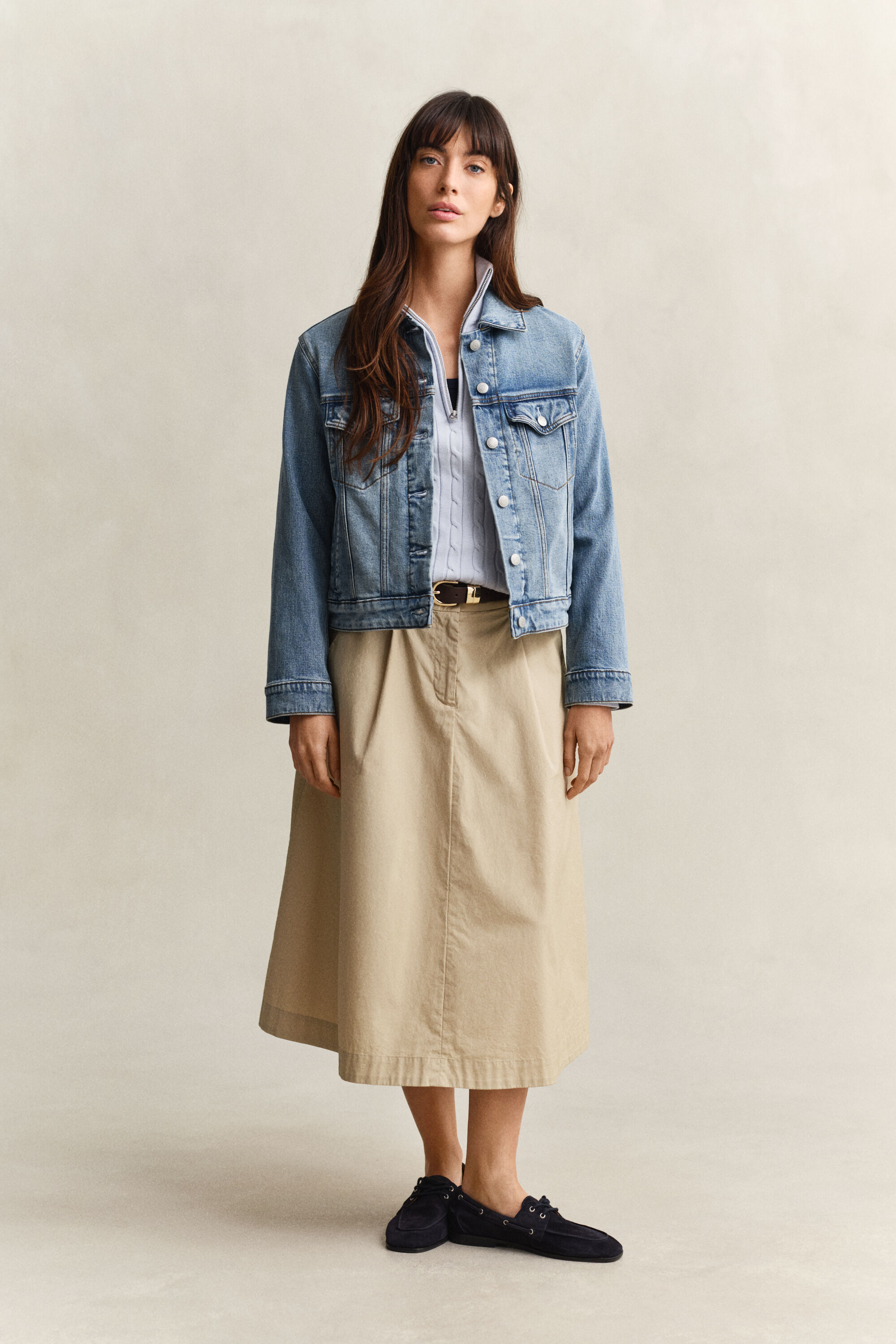 Maglia con zip corta a trecce