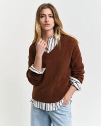 Maglia con motivo a spina di pesce con scollo a V