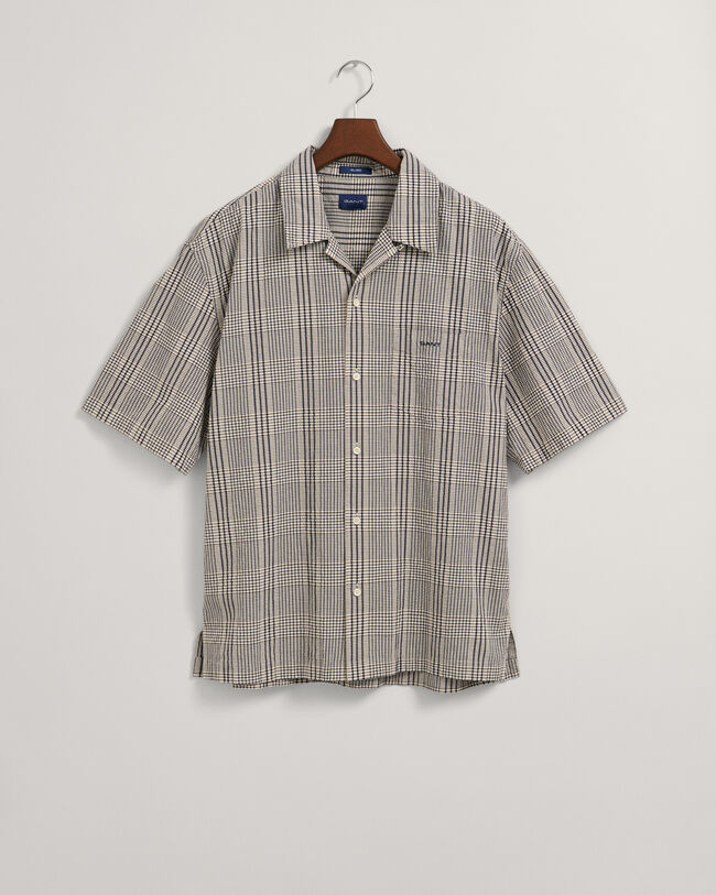 Camicia a maniche corte a quadri in seersucker relaxed fit