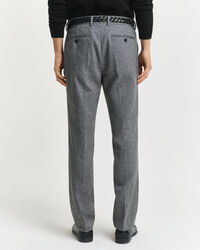 Pantaloni da abito con motivo a spina di pesce in flanella slim fit