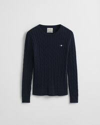 Maglia girocollo in cotone elasticizzato a trecce