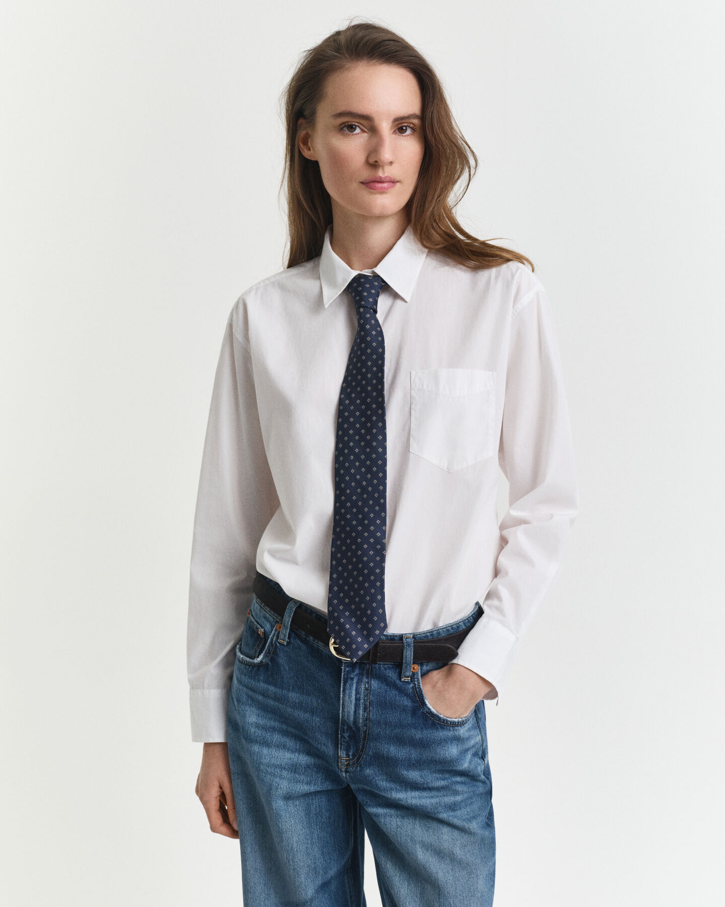 Camicia classica in popeline relaxed fit