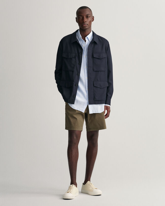 Camicia di lino a righe regular fit