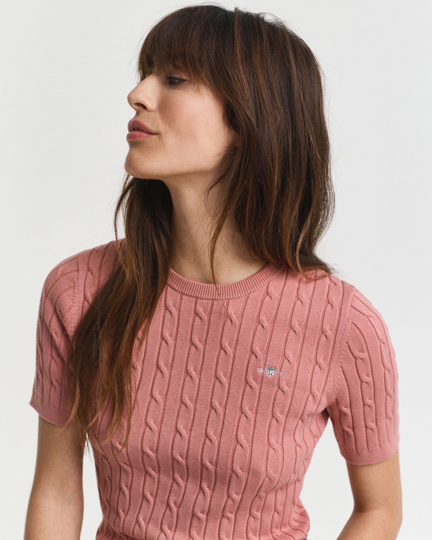 Maglia a trecce in cotone elasticizzato