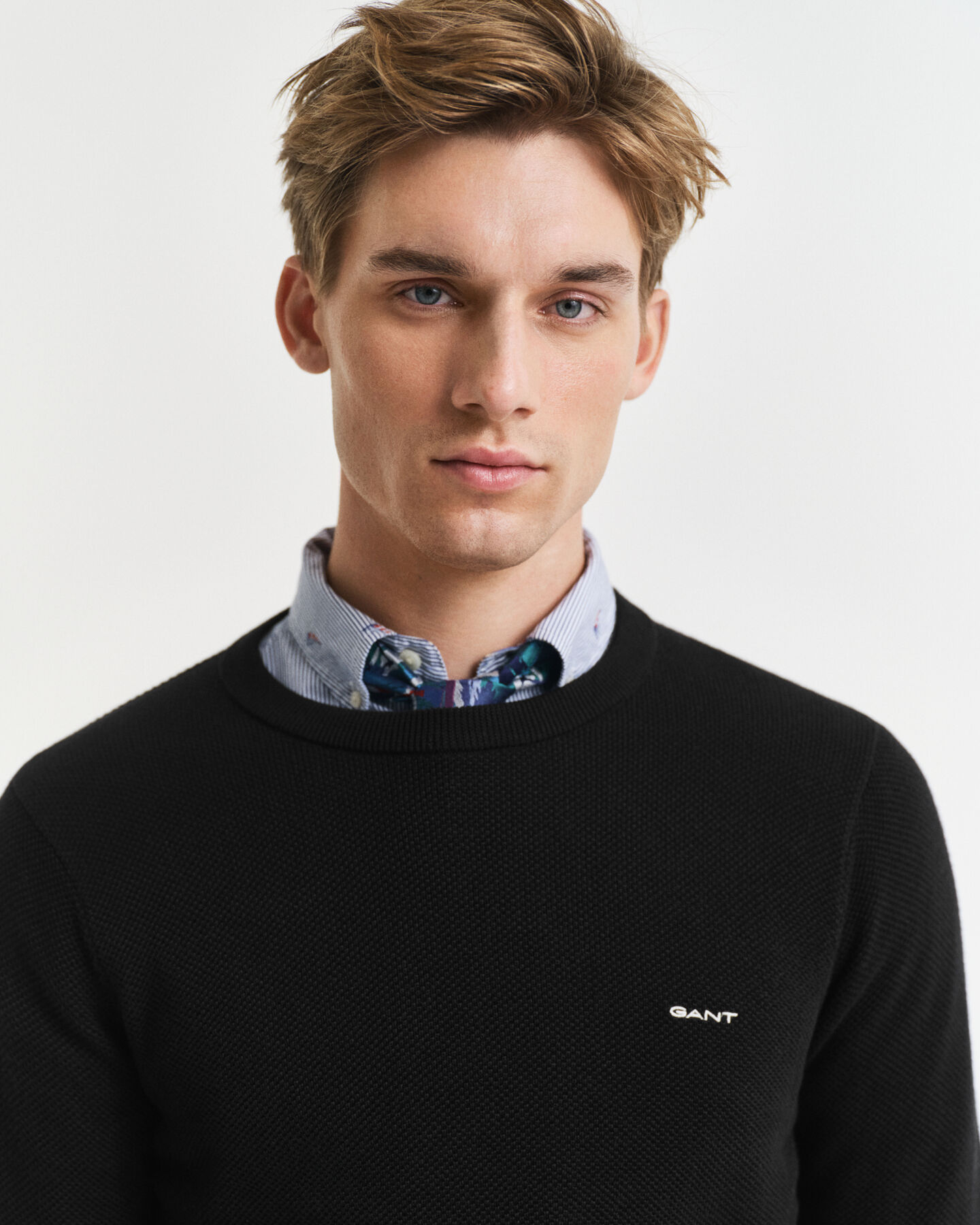 Maglia girocollo in piqué di cotone