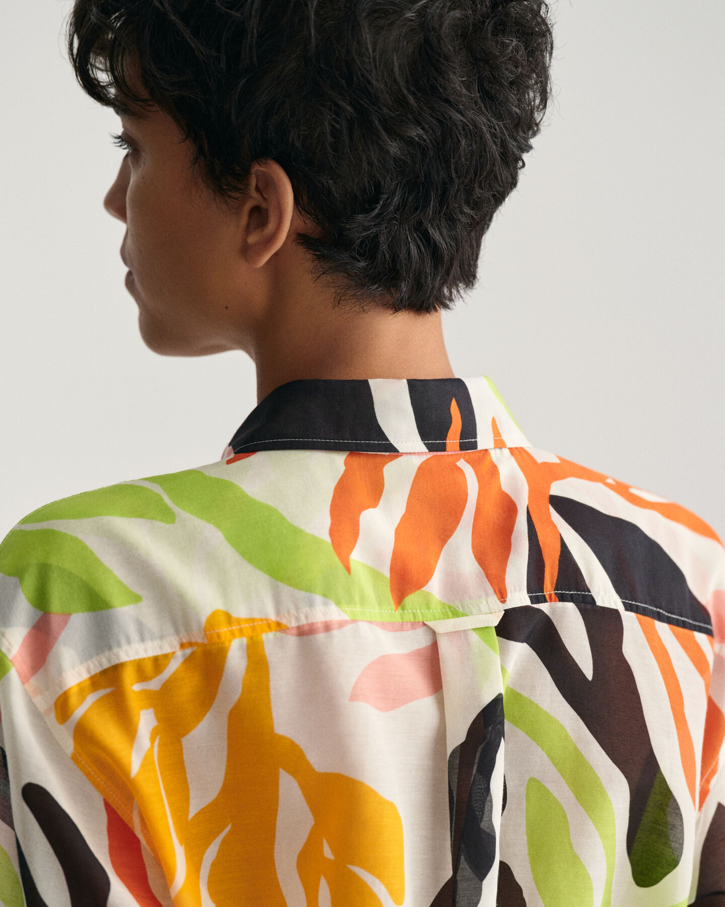 Camicia in seta e cotone Palm Print relaxed fit