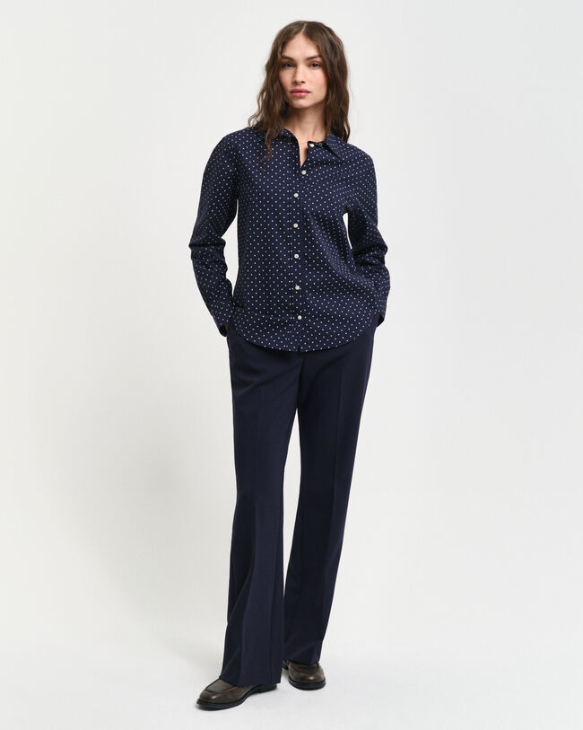 Camicia in voile di cotone con stampa a pois regular fit