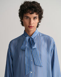 Blusa a righe in seta con fiocco