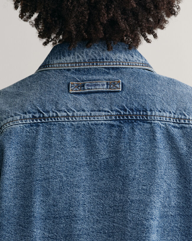 Camicia giacca di jeans tinta in capo