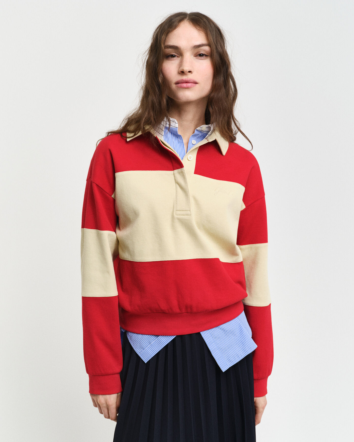 Rugger colour block in piqué a rilievo