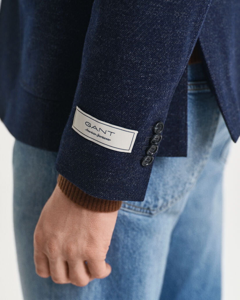 Blazer in jersey di lana e cotone bicolore