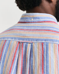 Camicia di lino multicolore a righe regular fit