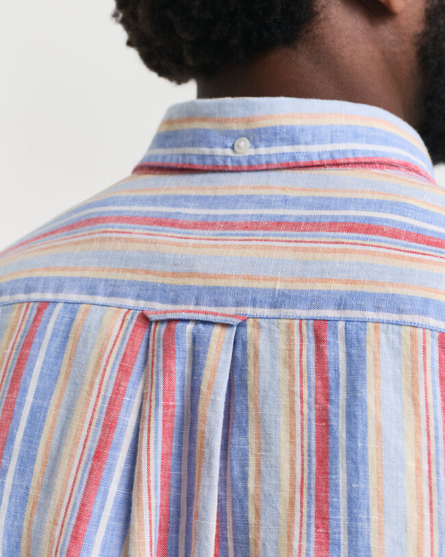Camicia di lino multicolore a righe regular fit
