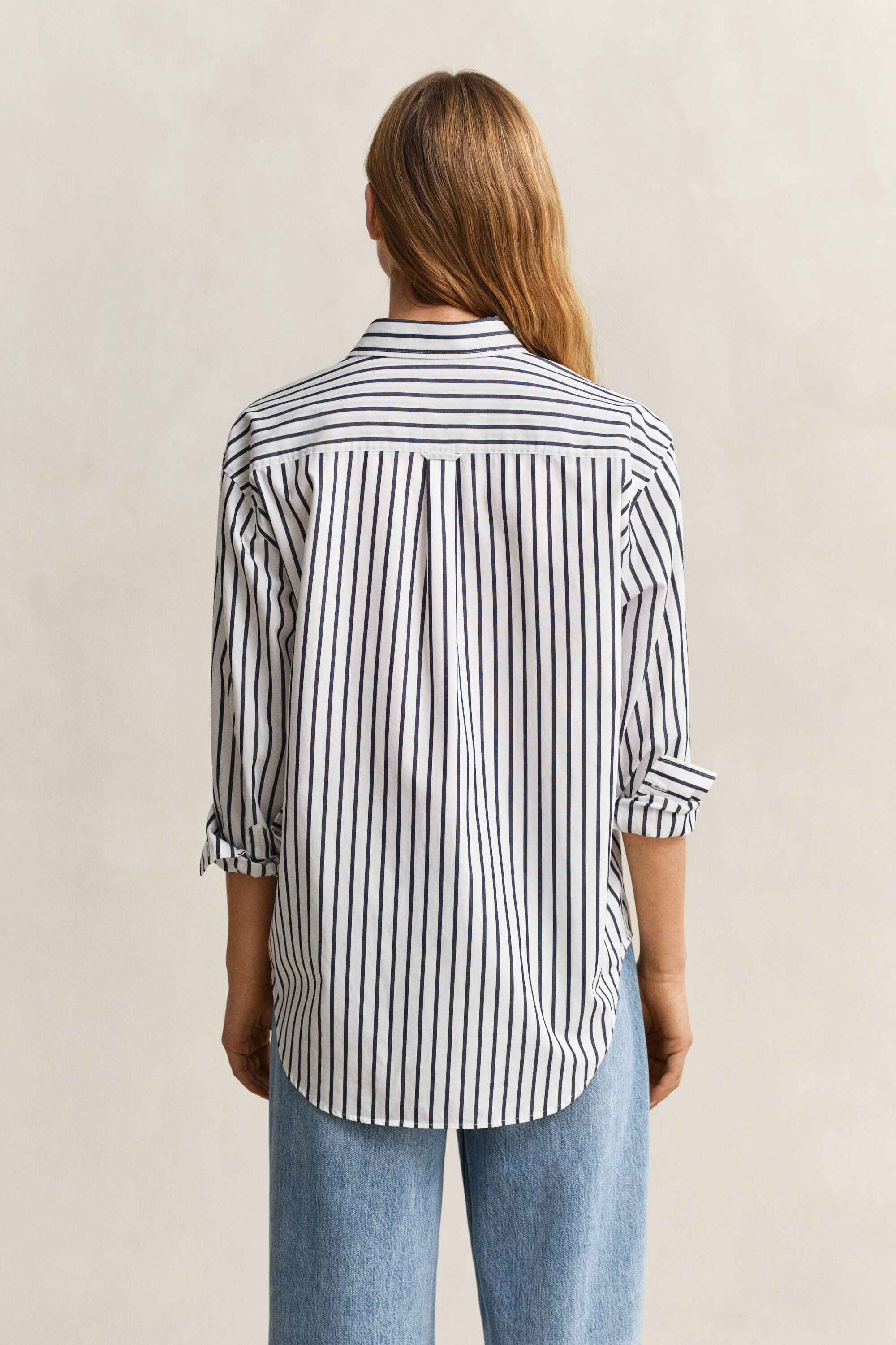 Camicia classica in popeline a righe relaxed fit