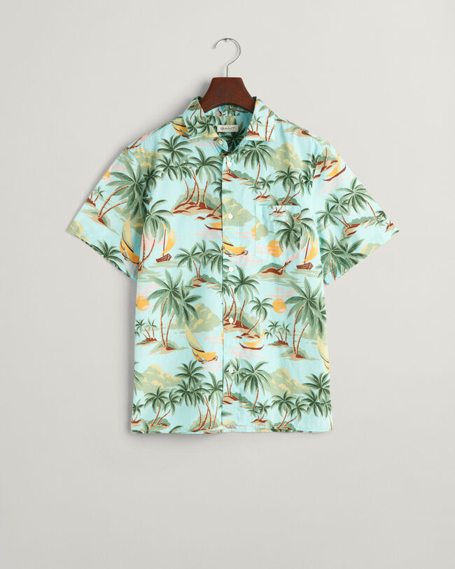 Camicia a maniche corte in cotone Palm Print Teens