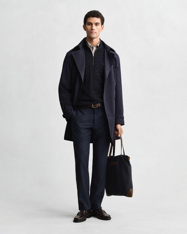 Maglia con zip corta in cotone a trecce