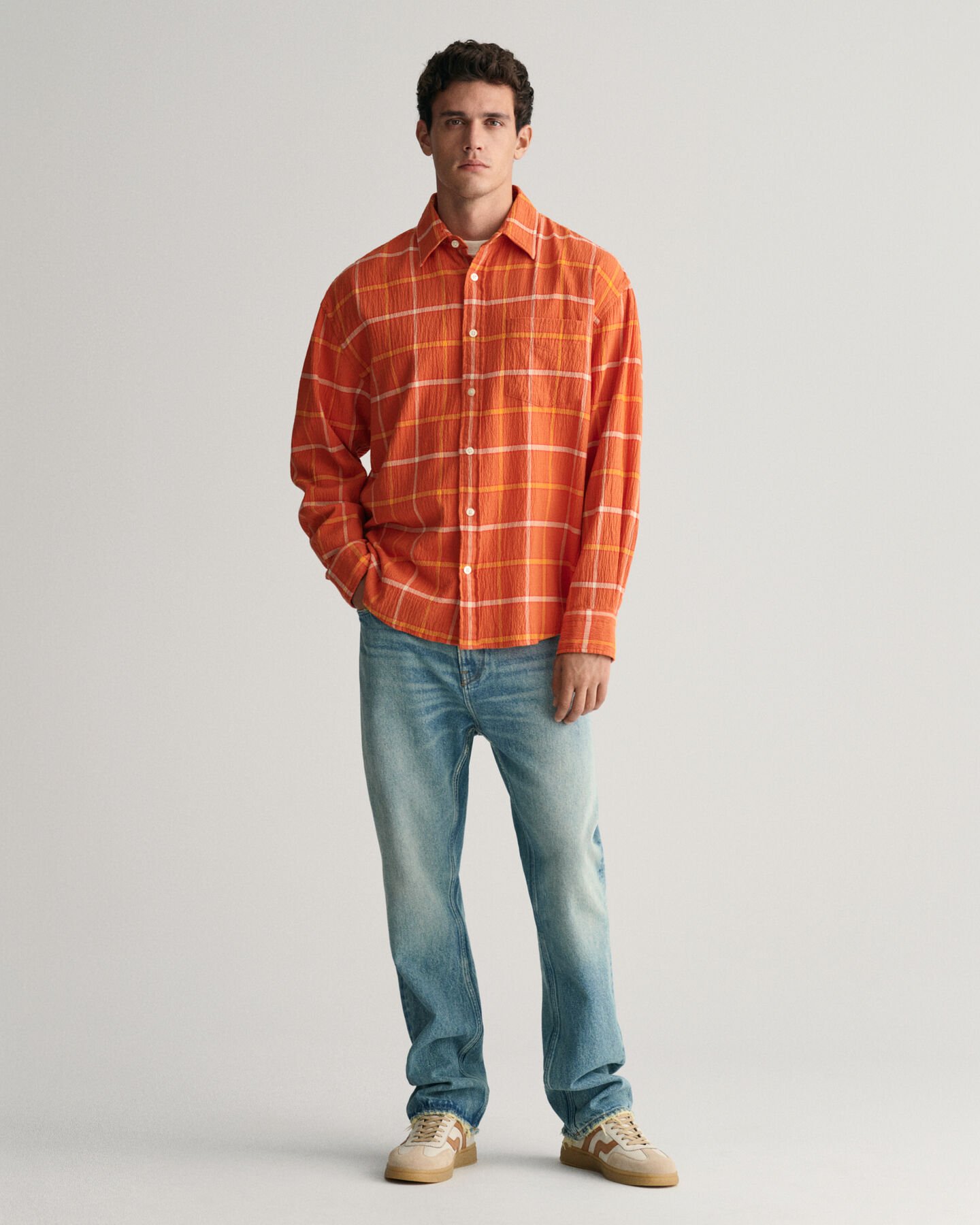 Camicia a quadri testurizzata oversize