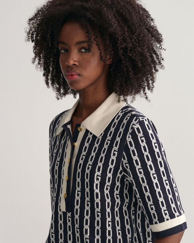 Polo a mezza manica e jacquard con catena
