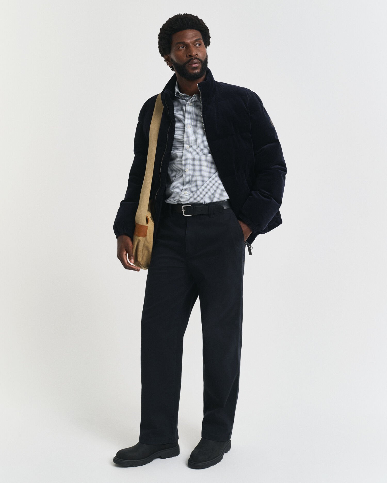 Classica camicia in popeline a micro quadri regular fit