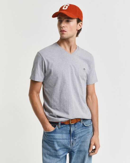 T-shirt Shield con scollo a V slim fit