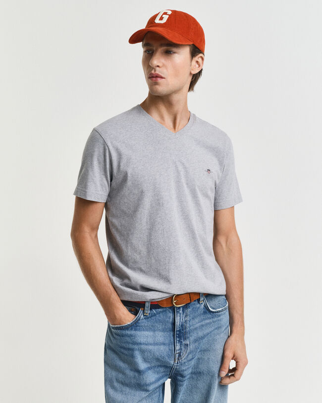 T-shirt Shield con scollo a V slim fit