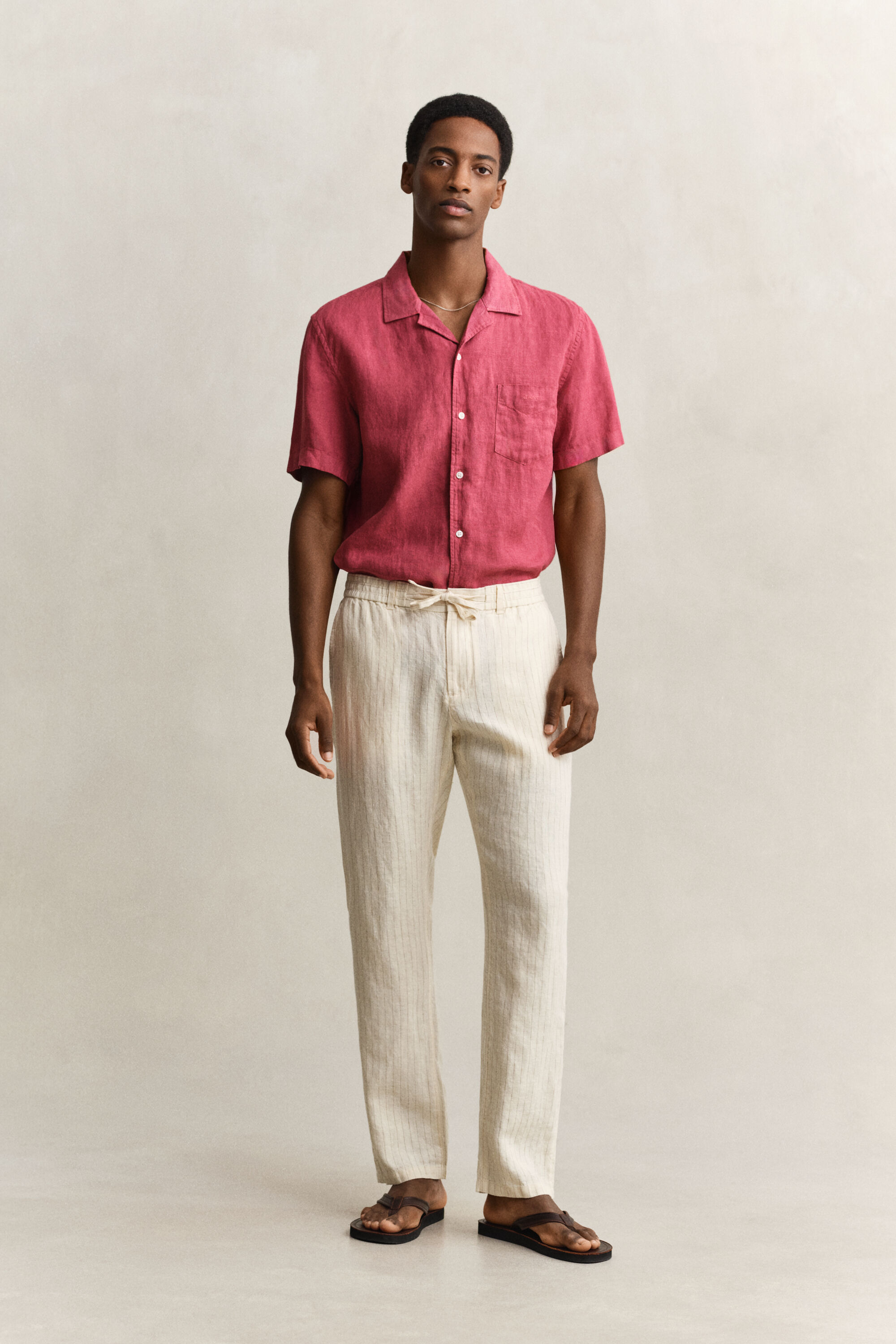 Pantaloni in lino a righe