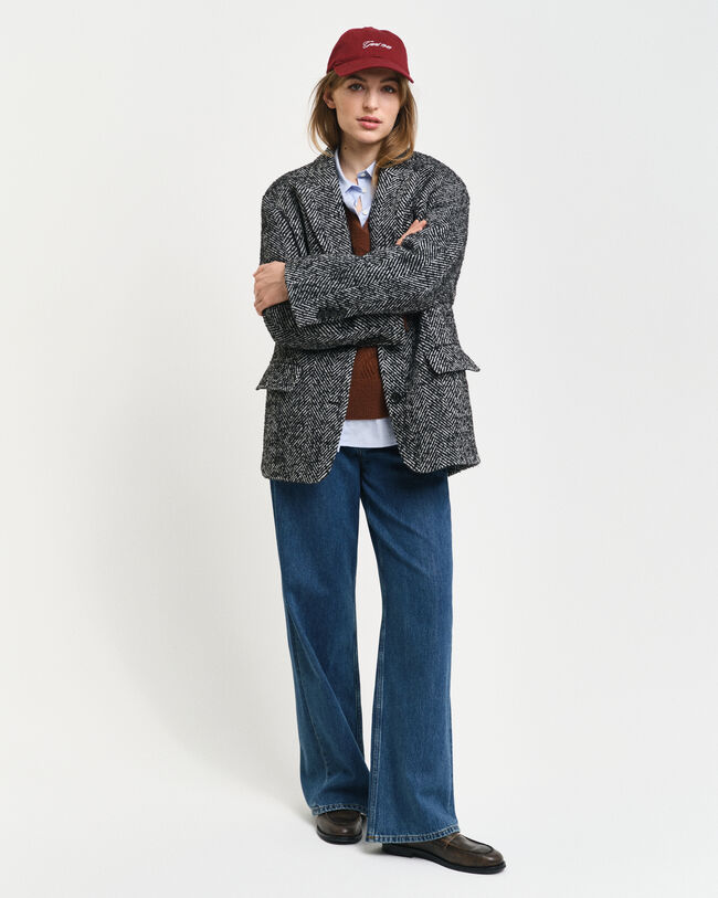 Blazer con motivo a spina di pesce relaxed fit