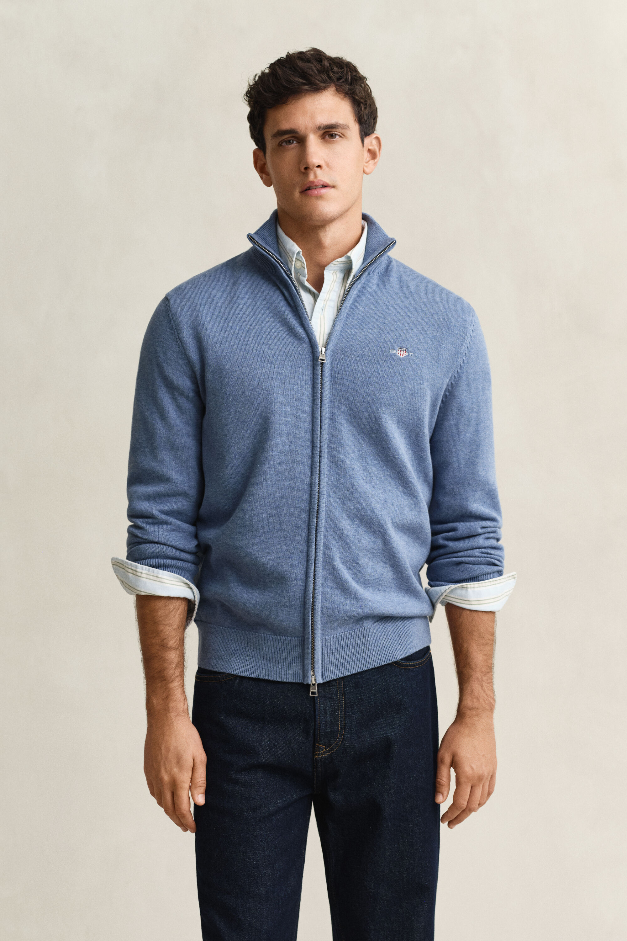 Cardigan in cotone casual con zip