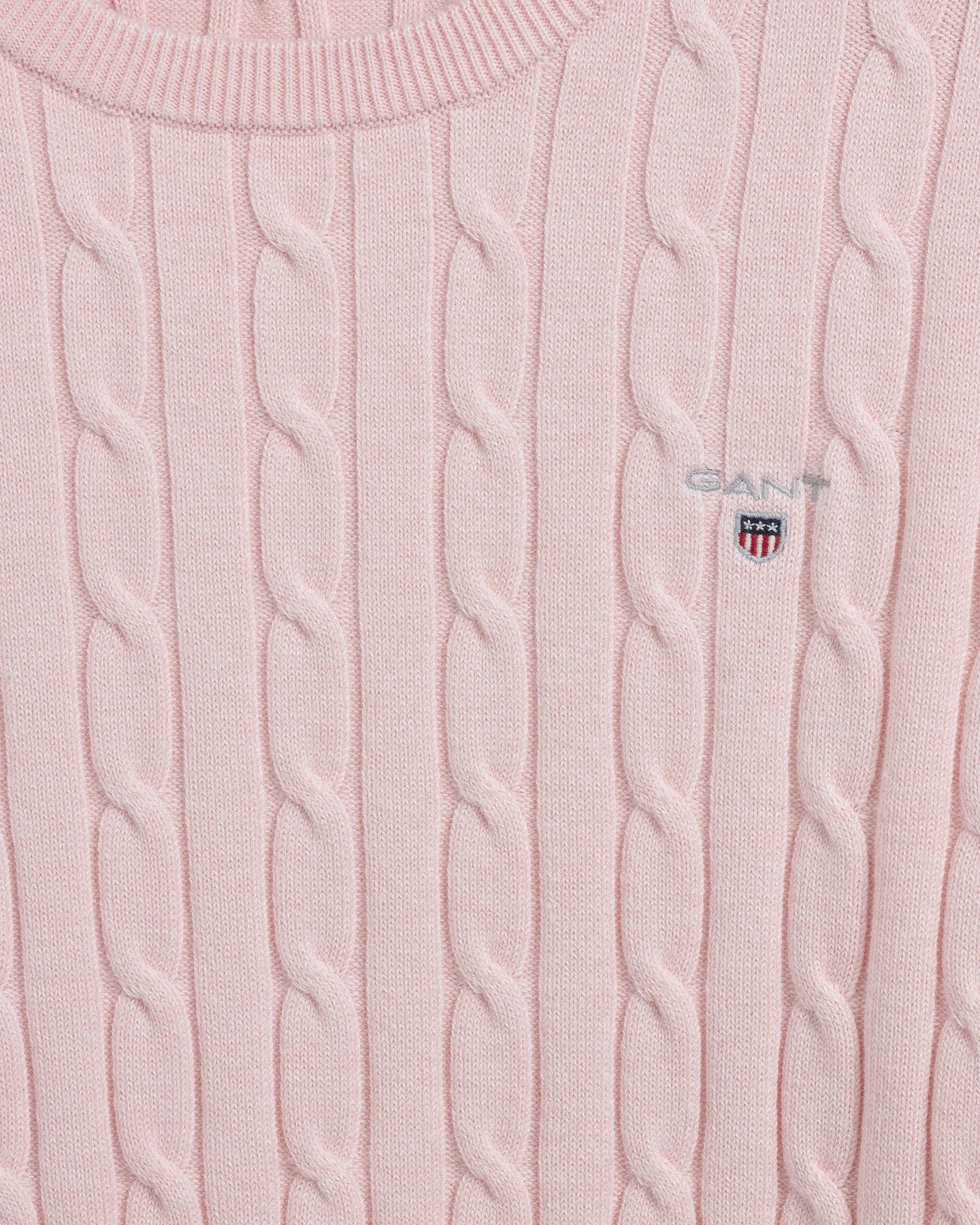 Maglia girocollo in cotone elasticizzato a trecce