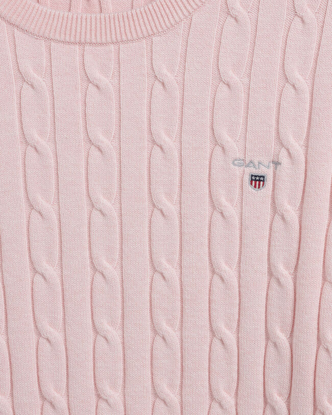 Maglia girocollo in cotone elasticizzato a trecce