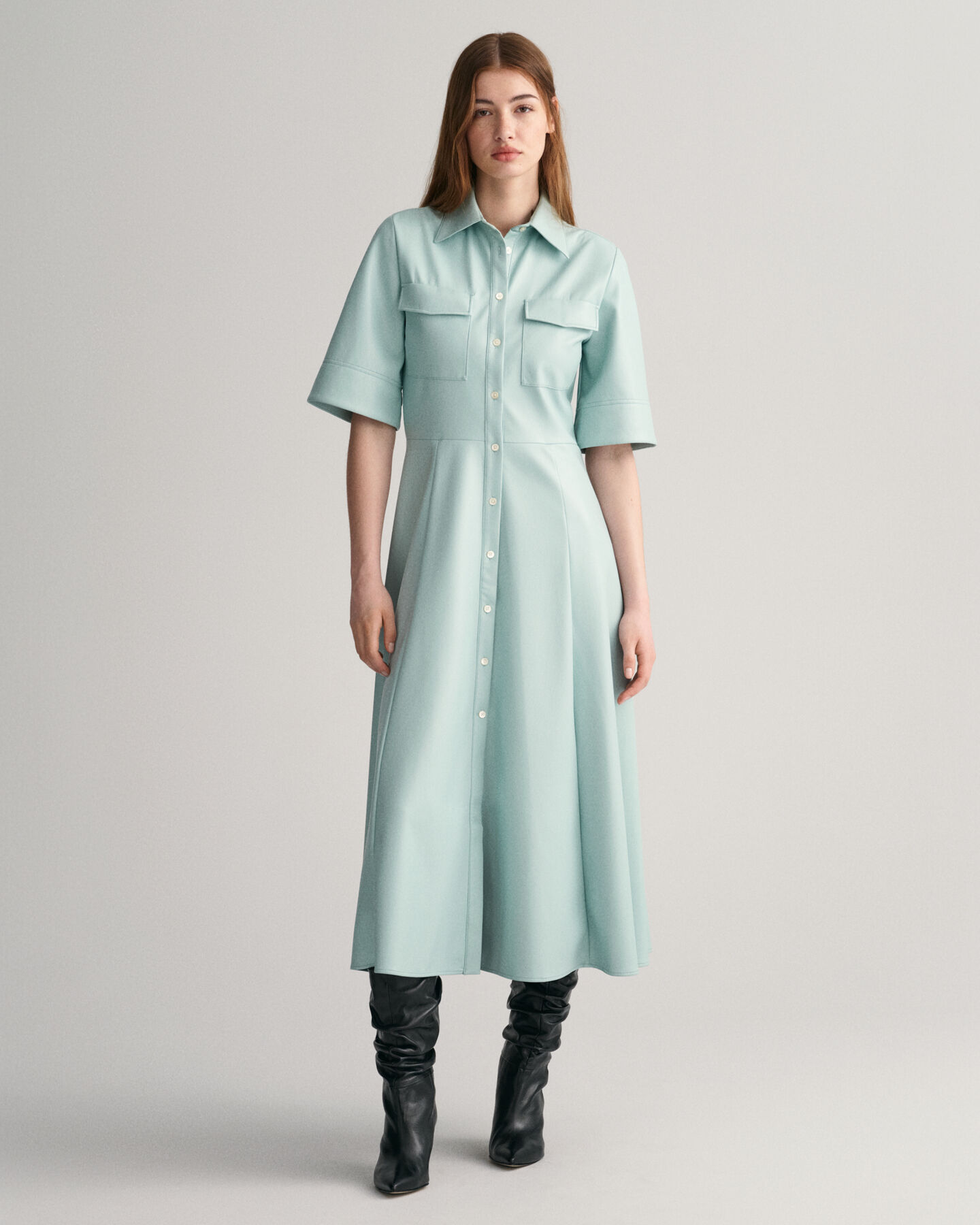 Abito chemisier in finta pelle