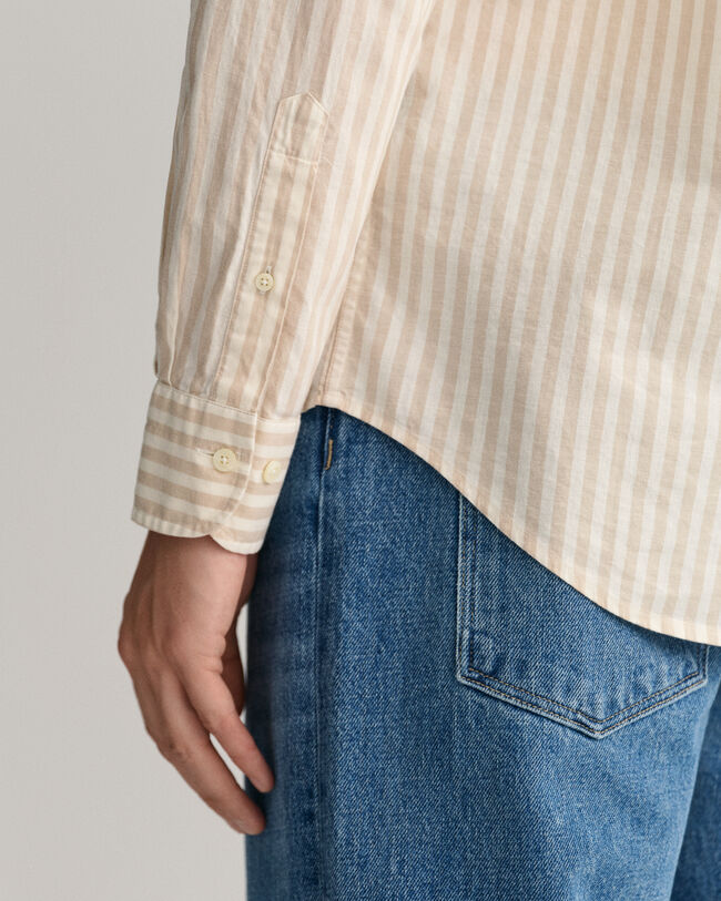 Camicia in misto cotone-lino a righe regular fit