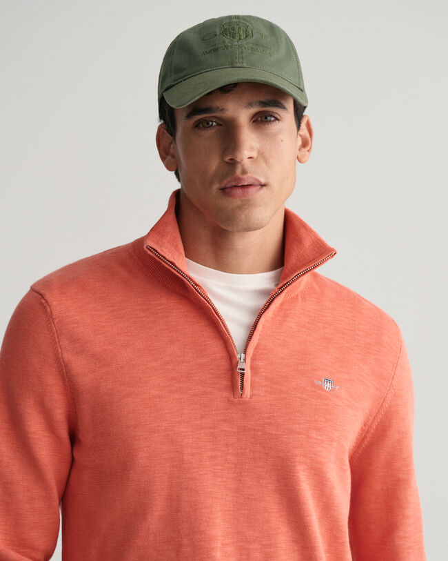 Maglia in cotone flamme con zip corta