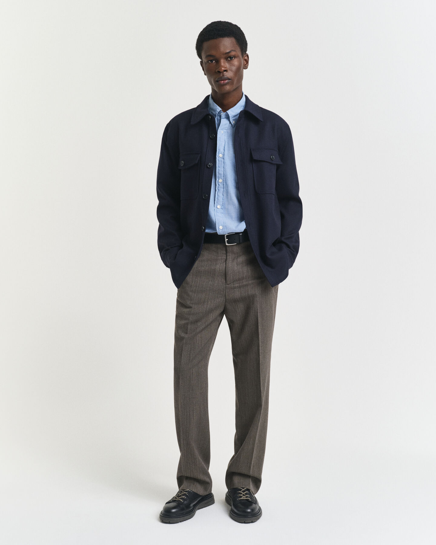 Pantaloni da abito con motivo a spina di pesce