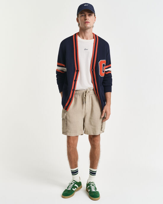 Pantaloncini cargo di lino regular fit