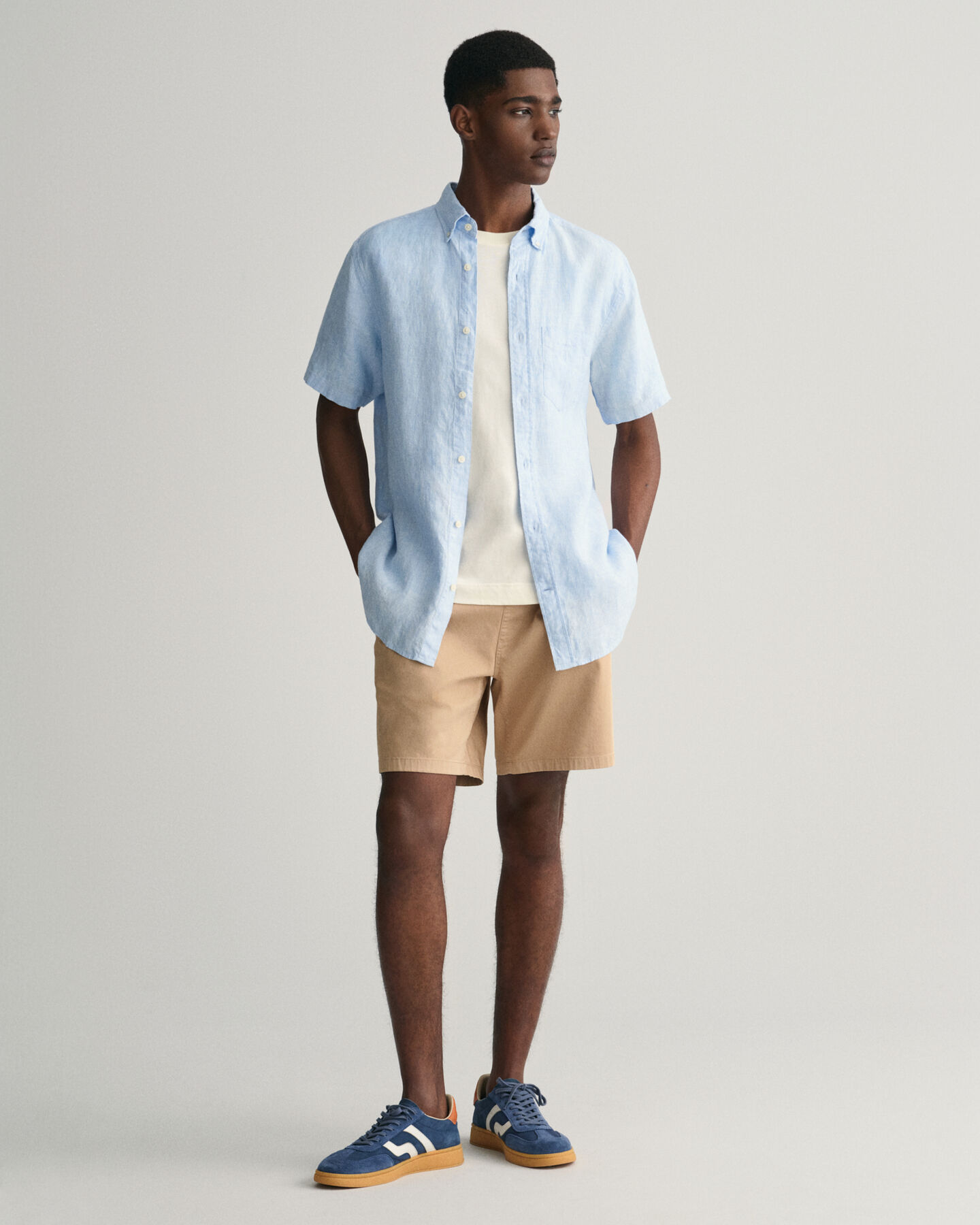 Camicia di lino maniche corte regular fit