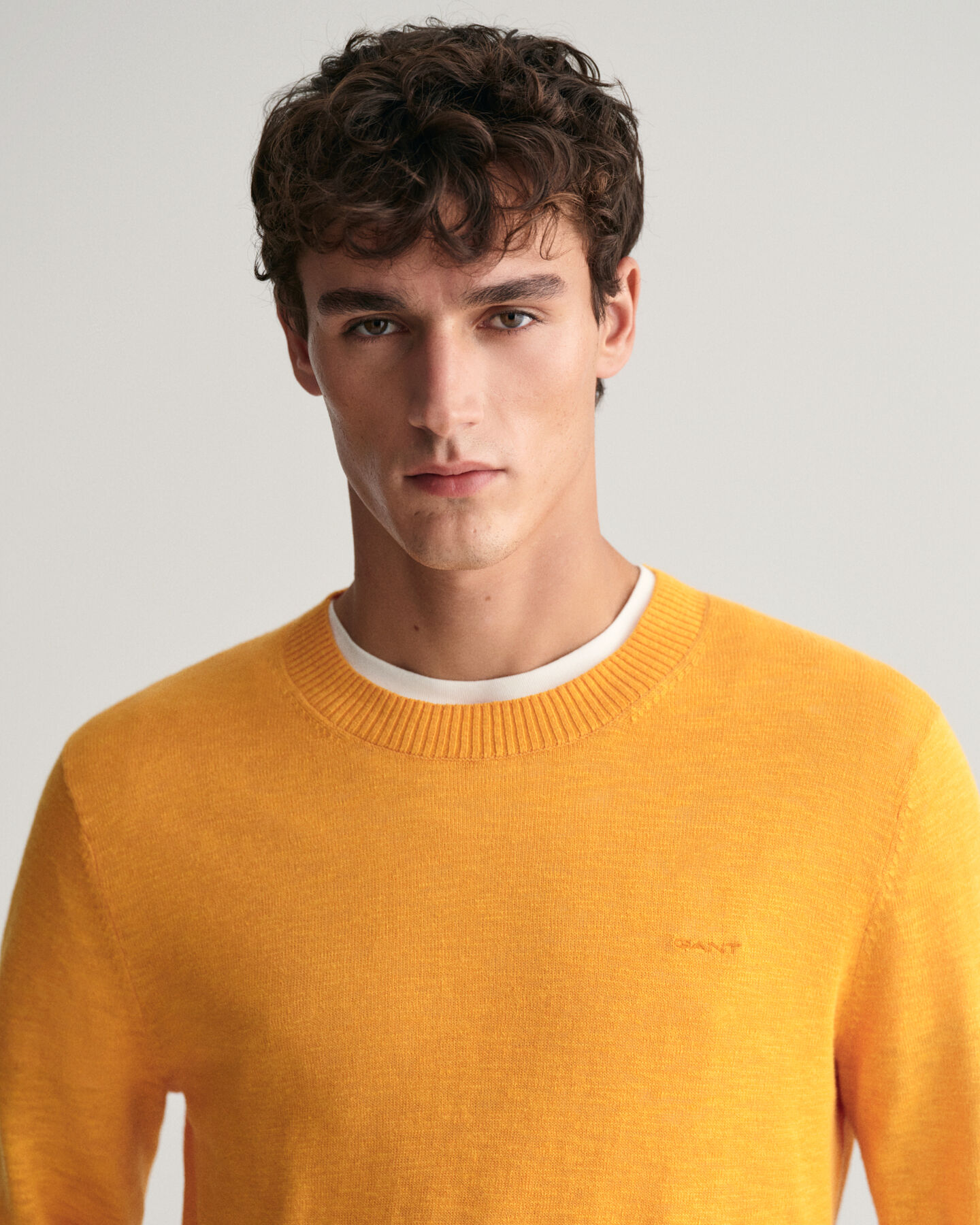 Maglia girocollo in misto cotone-lino