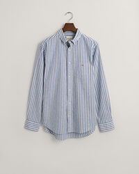 Camicia in misto cotone-lino a righe regular fit