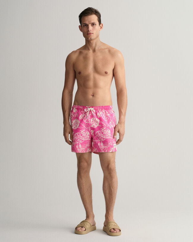 Pantaloncini da bagno con stampa Tropical Leaves Classic Fit