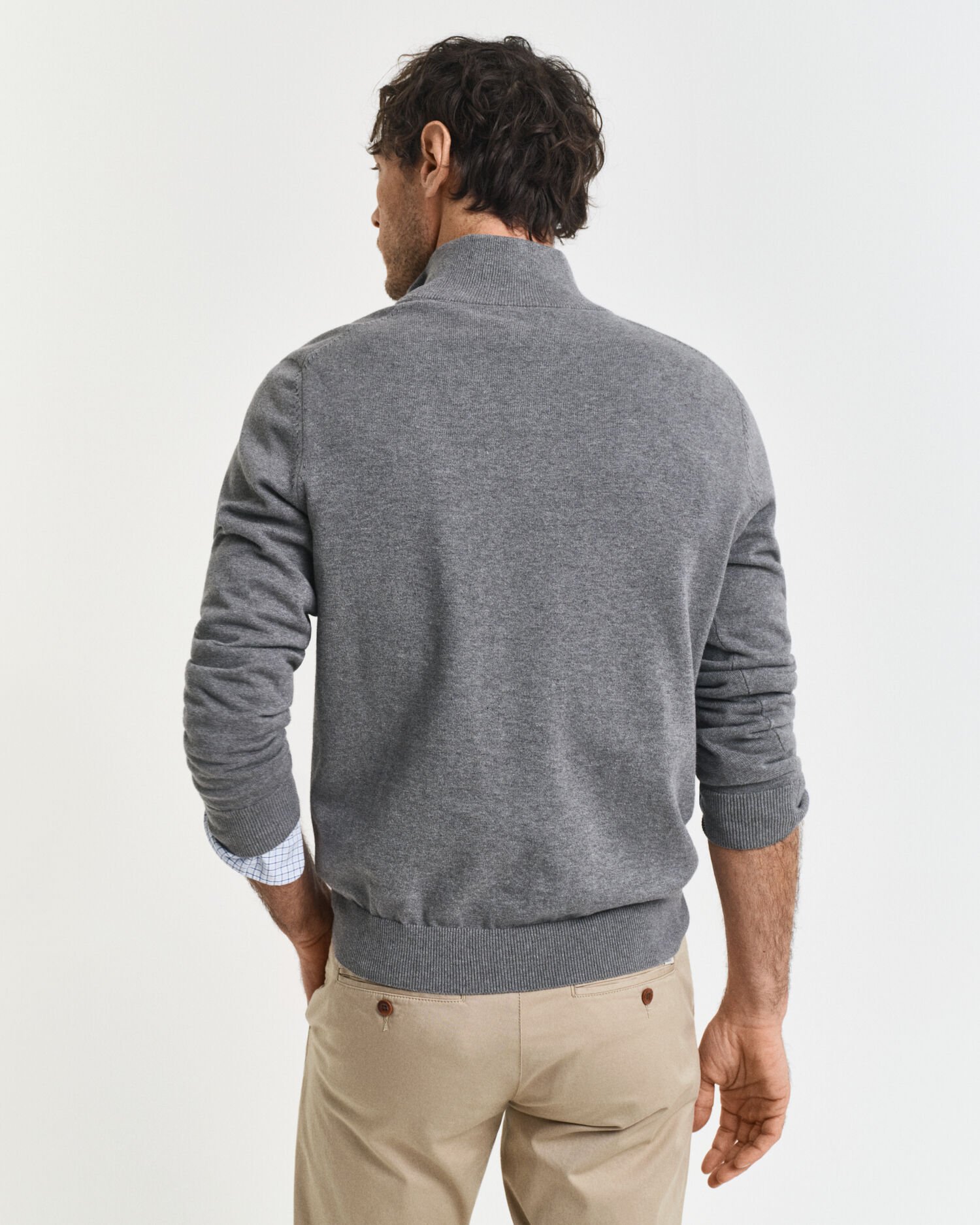 Maglia in cotone classico con zip corta