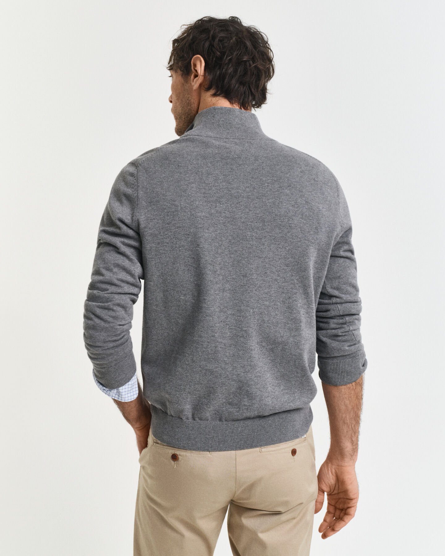 Maglia in cotone classico con zip corta