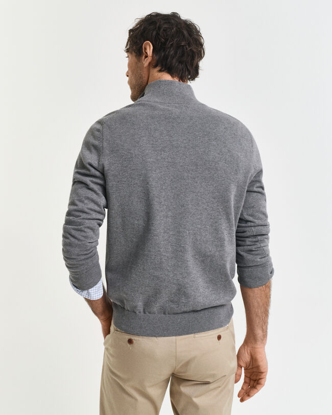 Maglia in cotone classico con zip corta