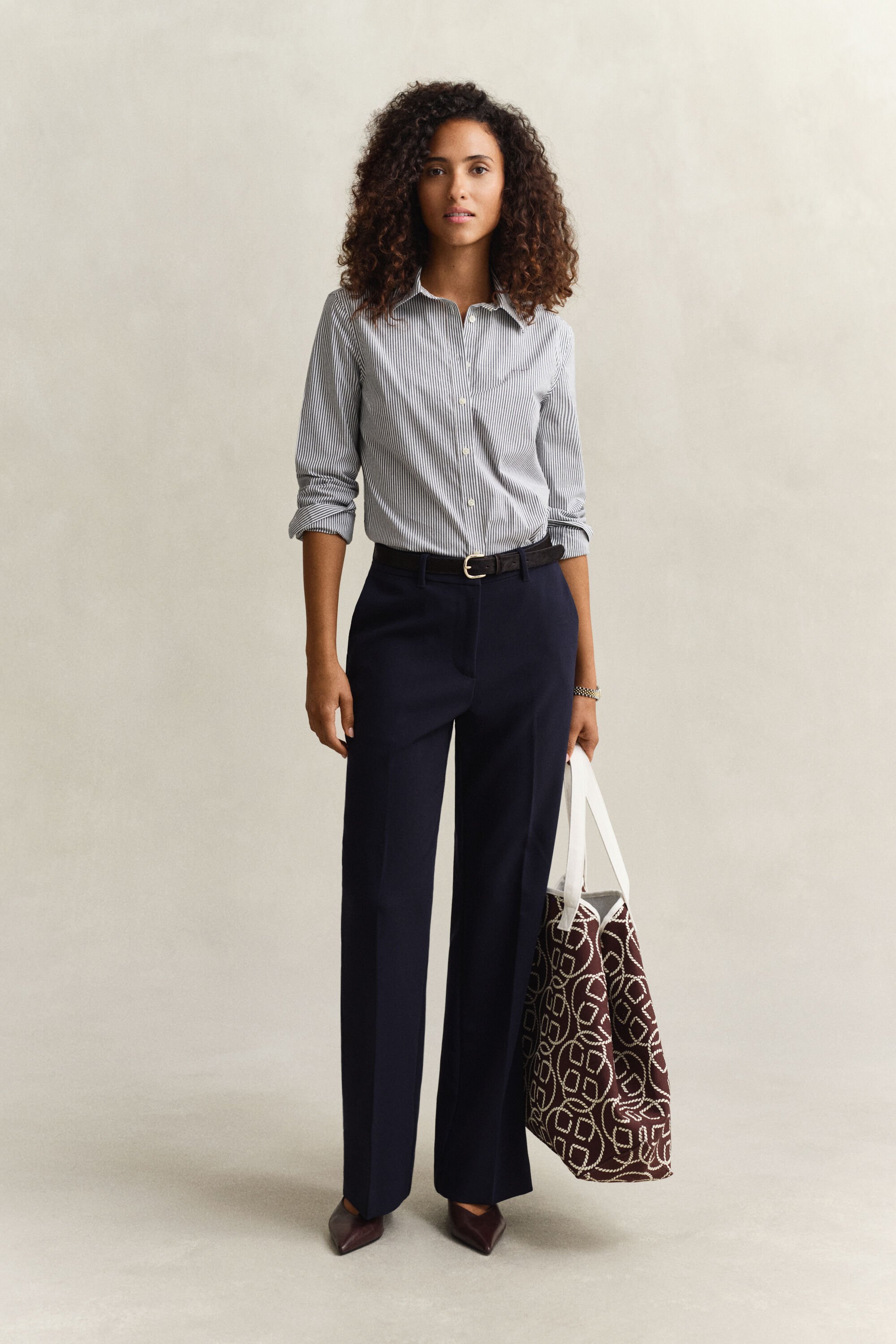 Camicia in popeline a righe slim fit