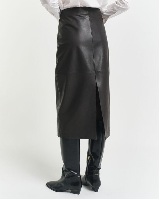 Gonna midi longuette in pelle