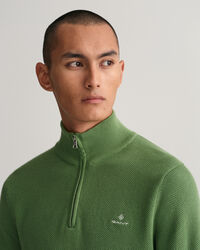 Maglia in piqu&eacute; di cotone con zip corta