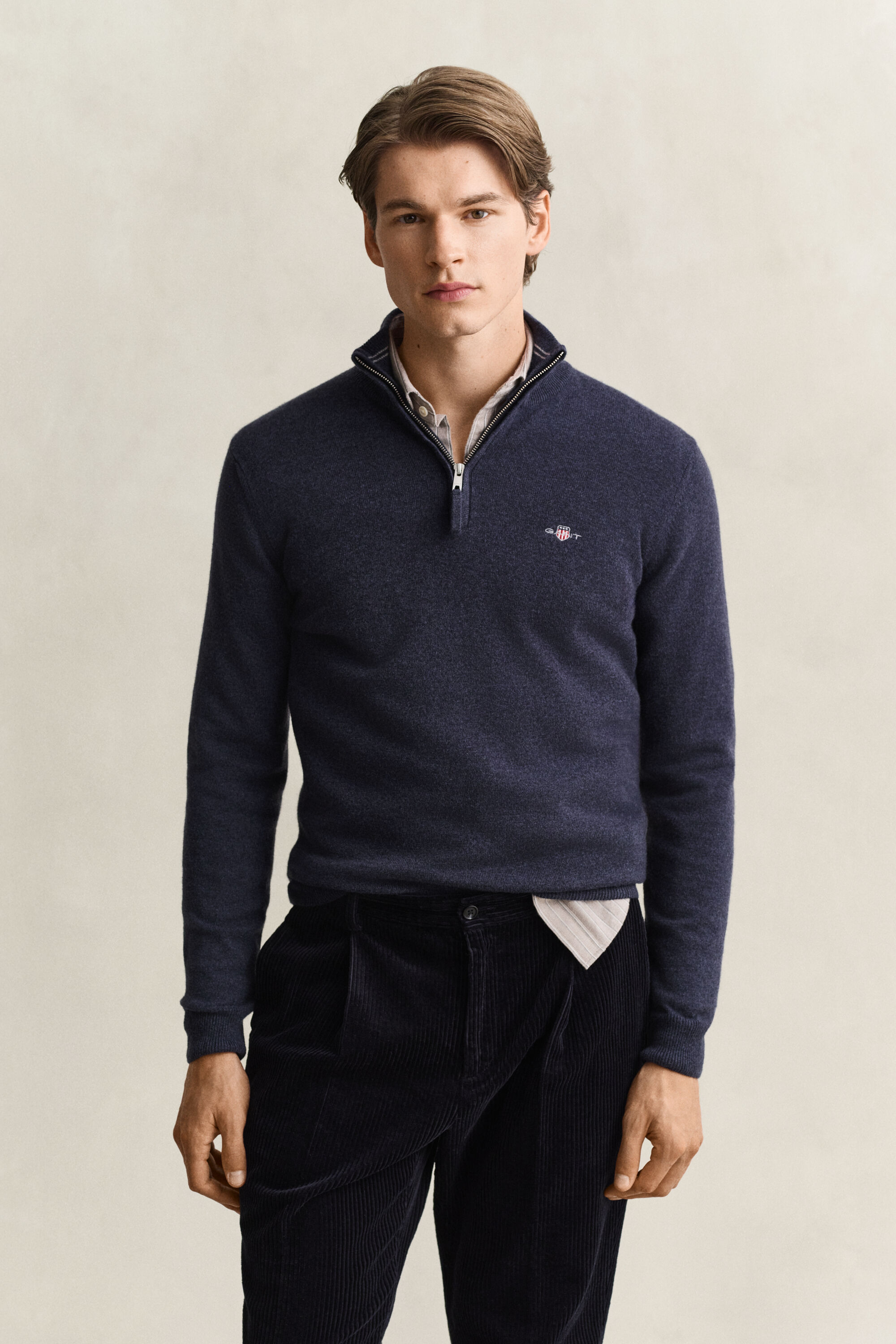 Maglia in lana d’agnello con zip corta
