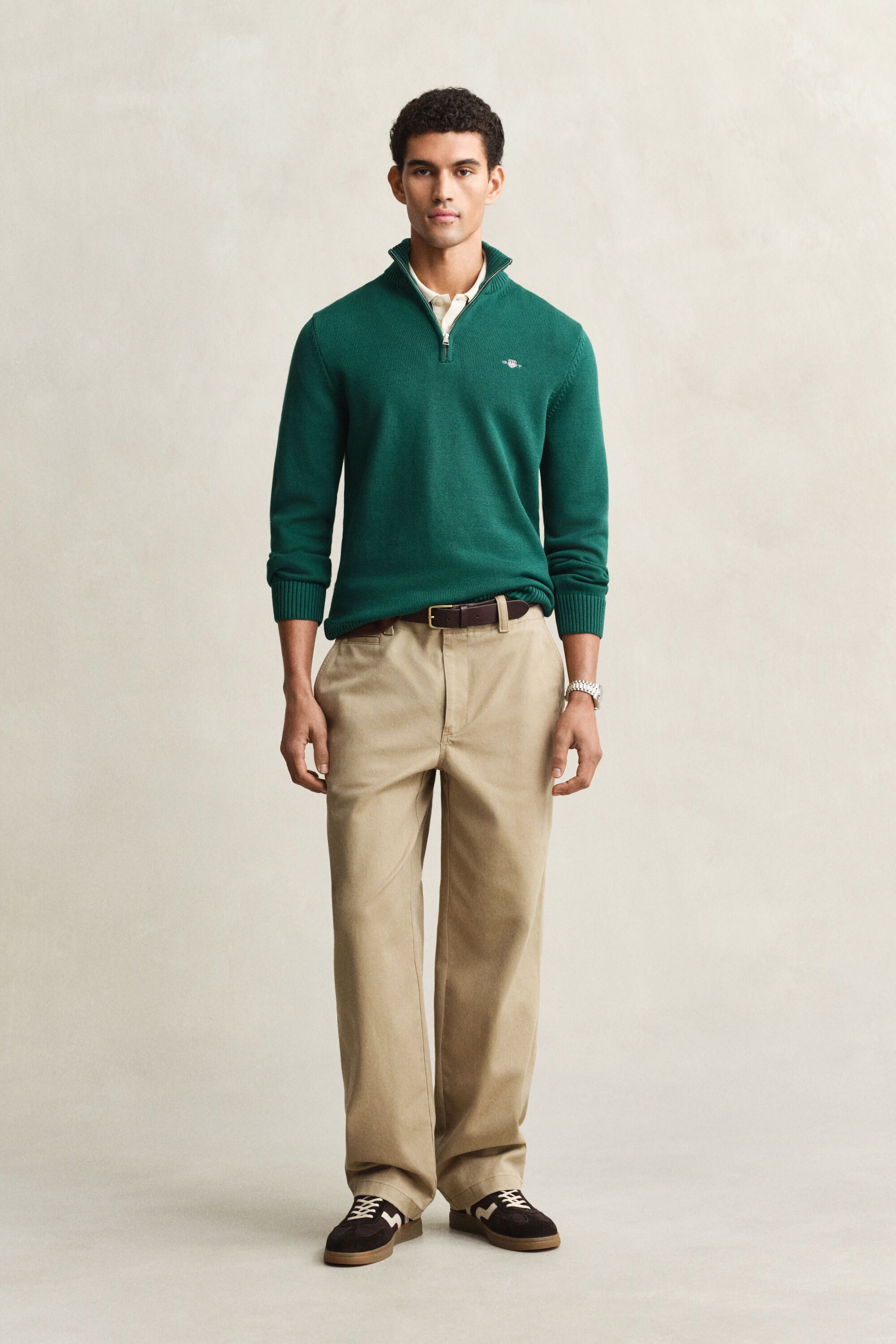 Maglia in cotone casual con zip corta