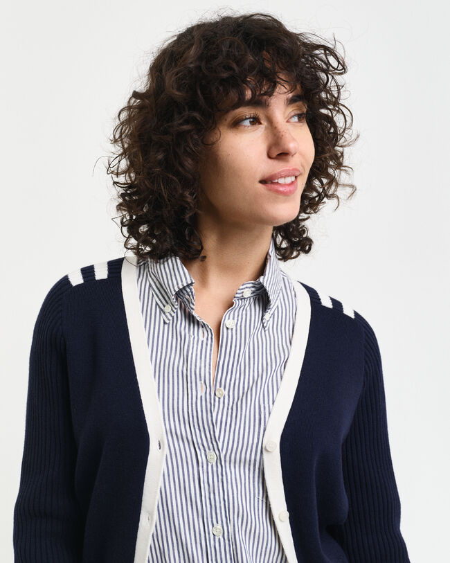 Cardigan con scollo a V con dettagli a contrasto